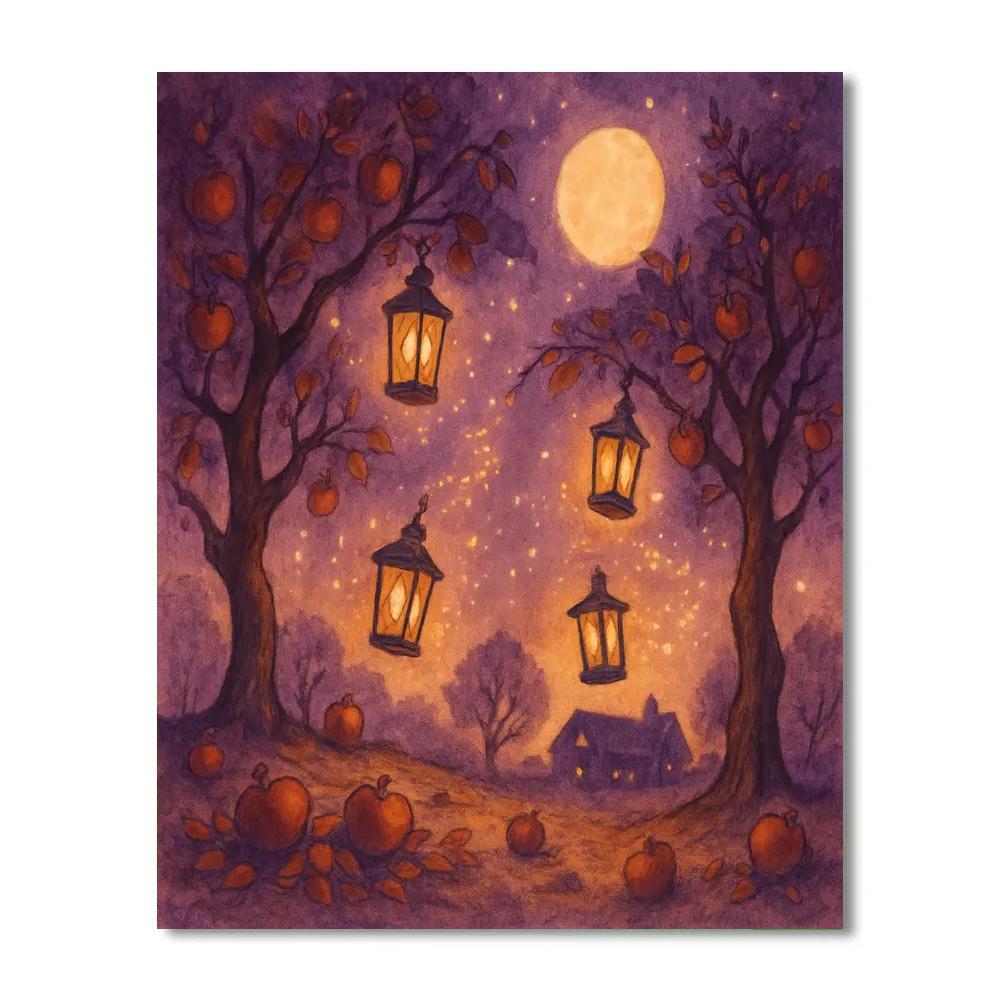 Midnight Orchard Lantern Dance Numbered painting kits