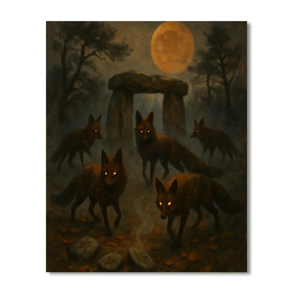 Stone Circle Of Ember Foxes DIY paint by numbers