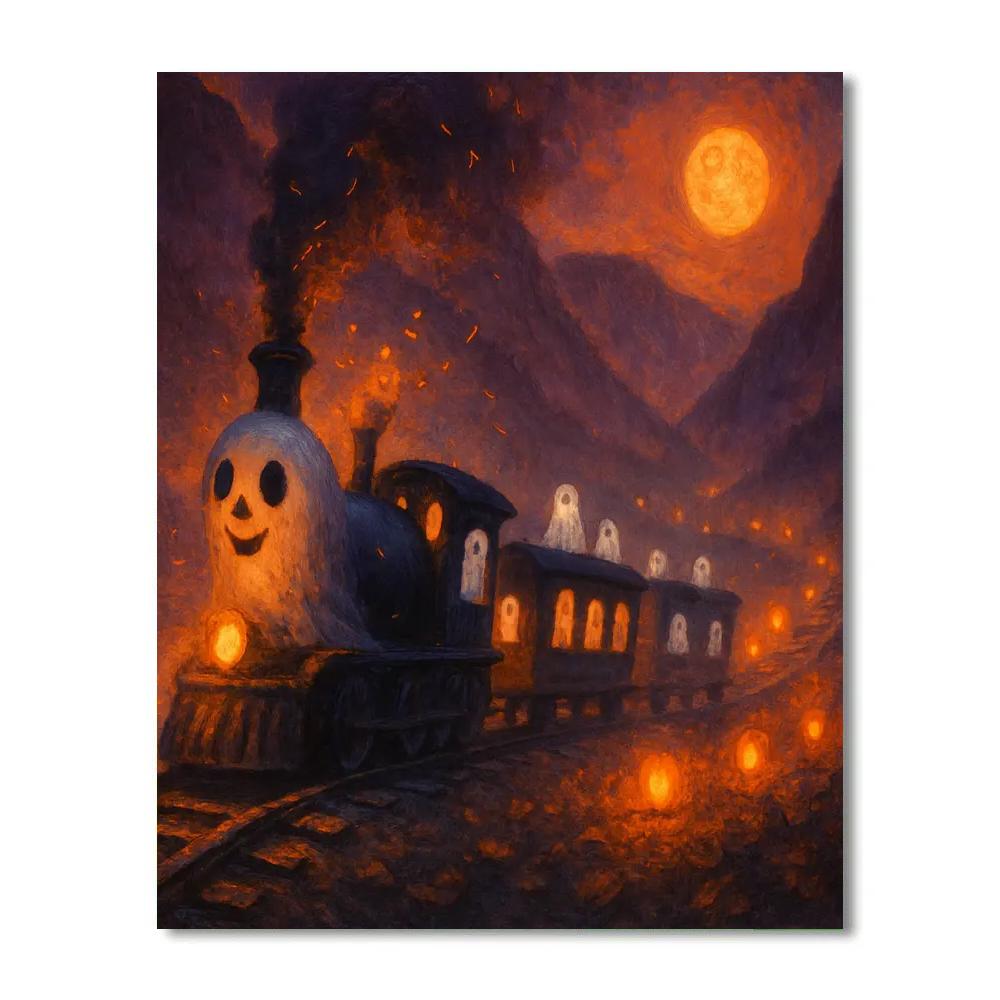 Lantern-Filled Hollow Train painting number kit