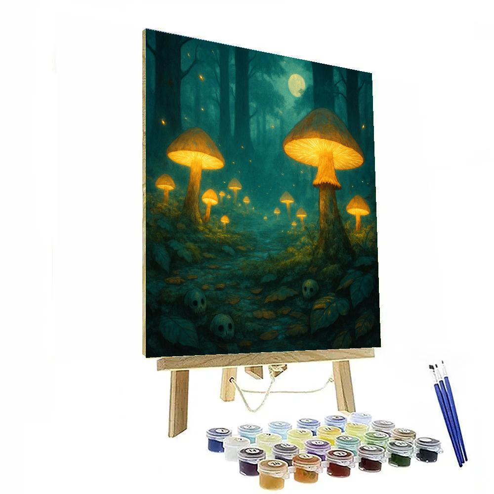 Grove Of Lantern-Bloomed Mushrooms paint by color