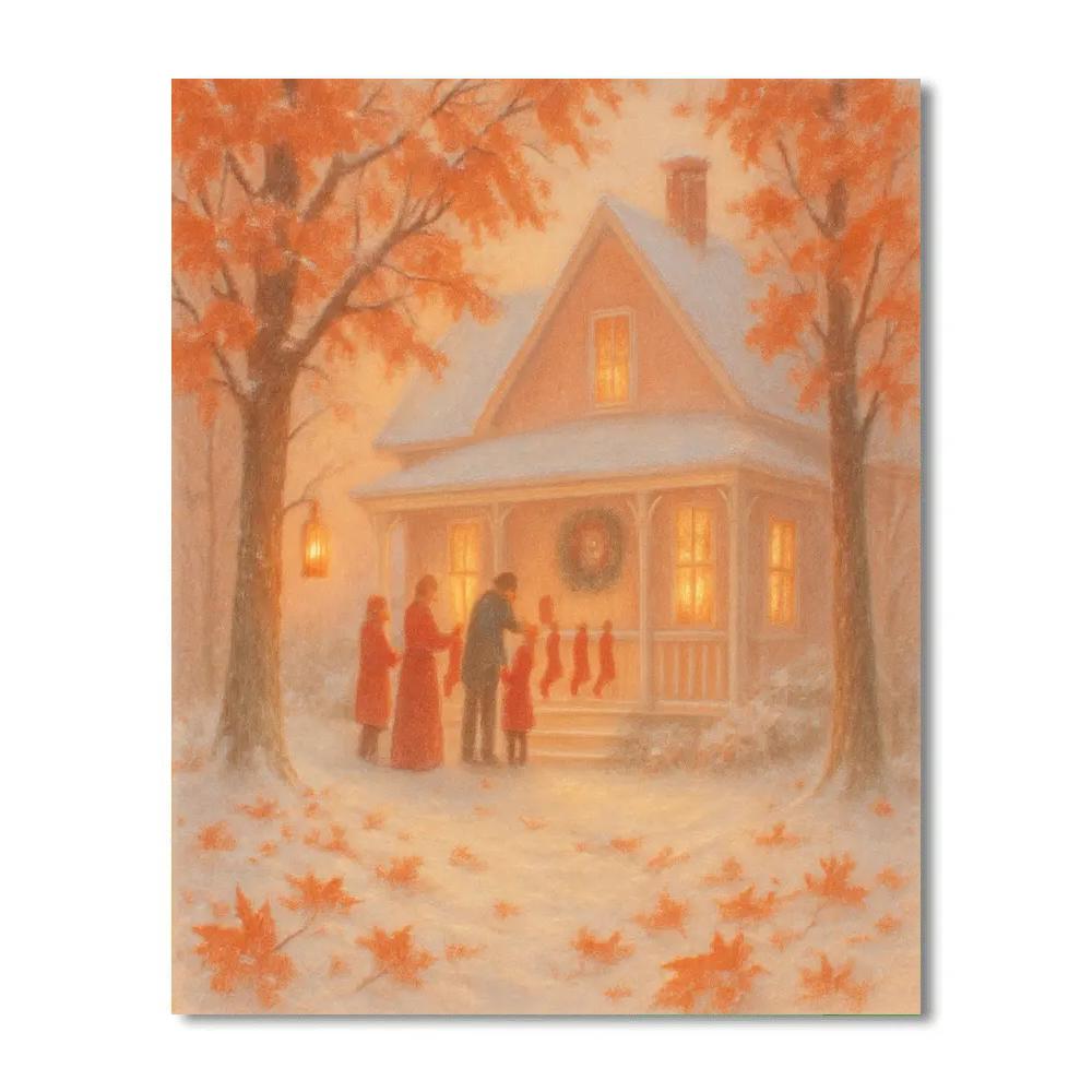 Maple Lantern Cottage Paint by numbers art