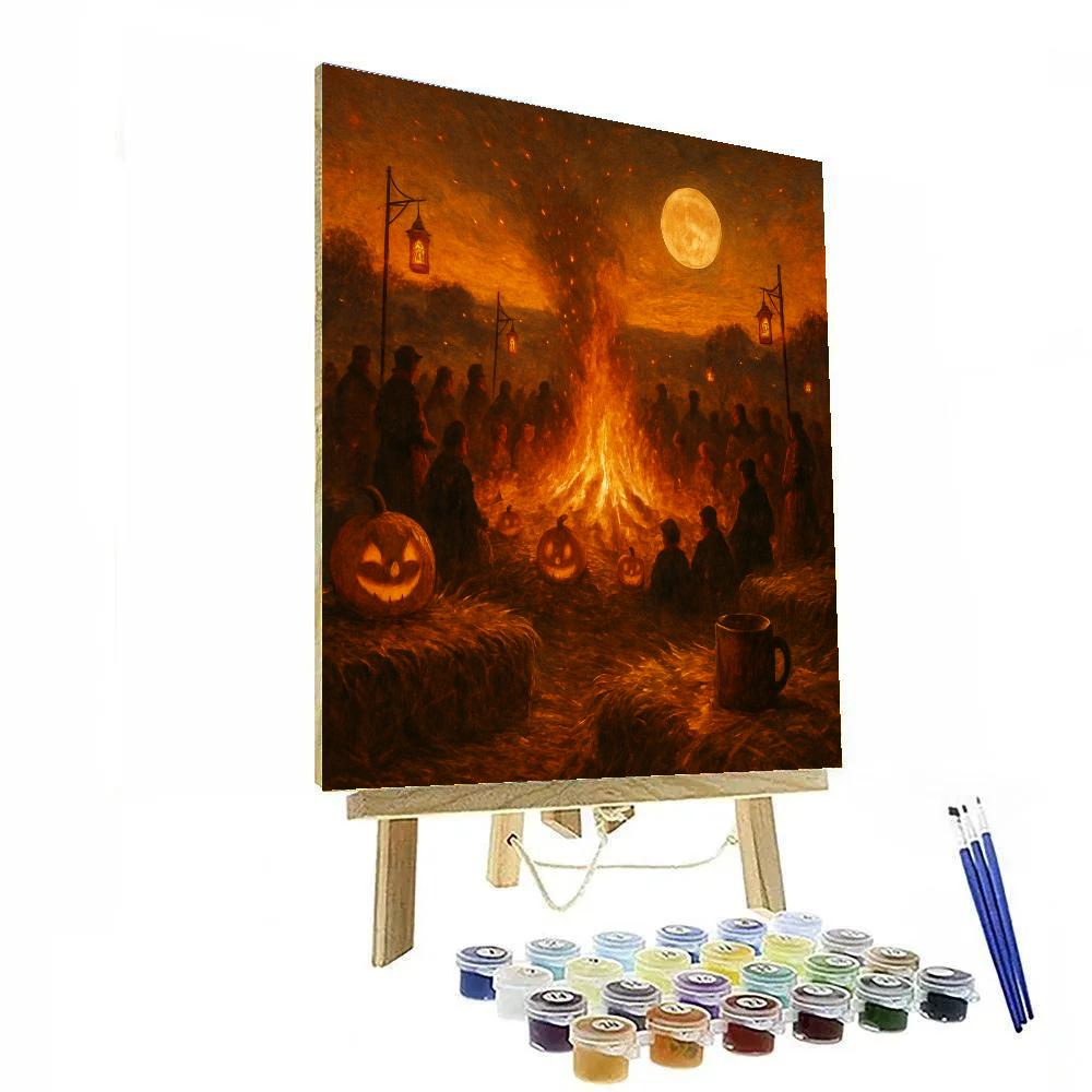 Harvest Moon Bonfire Circle Number painting