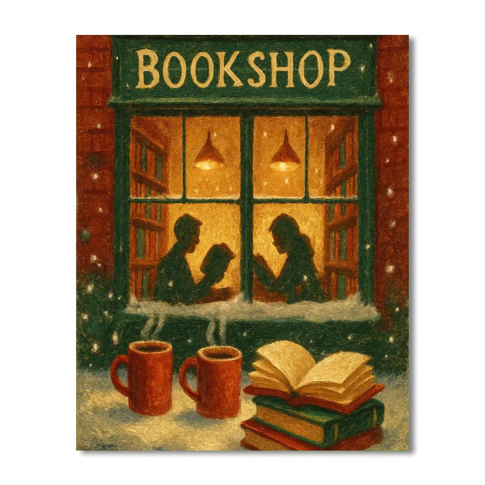 Snowbound Bookshop paint by number