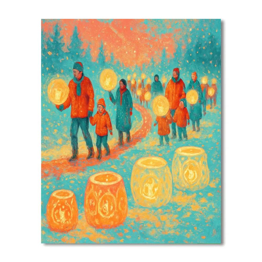 Festive Ice Lantern Parade Painting by numbers kit