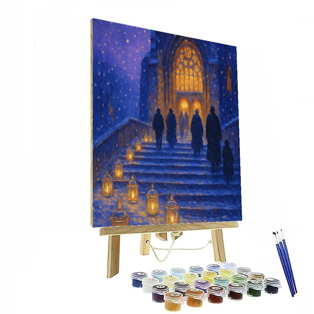 Snow Lantern Cathedral Steps Paint by numbers art