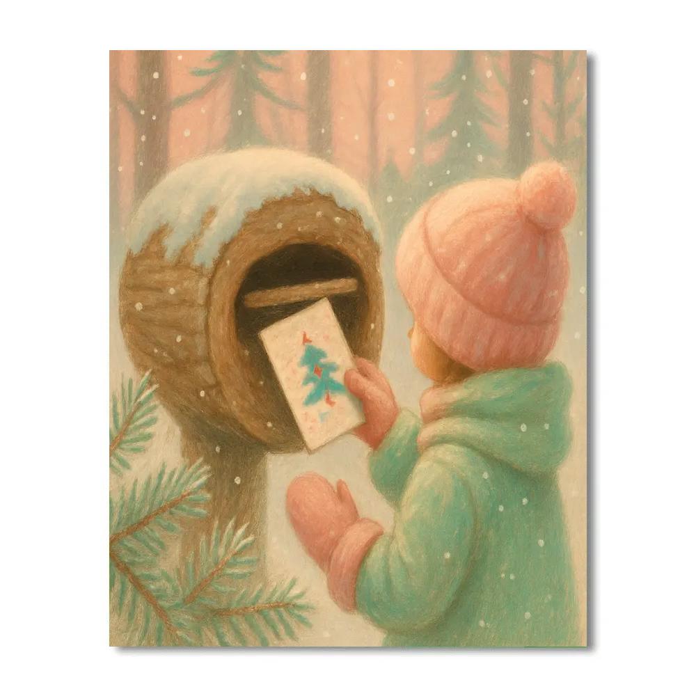 Pine Needle Postcard Paint by numbers art