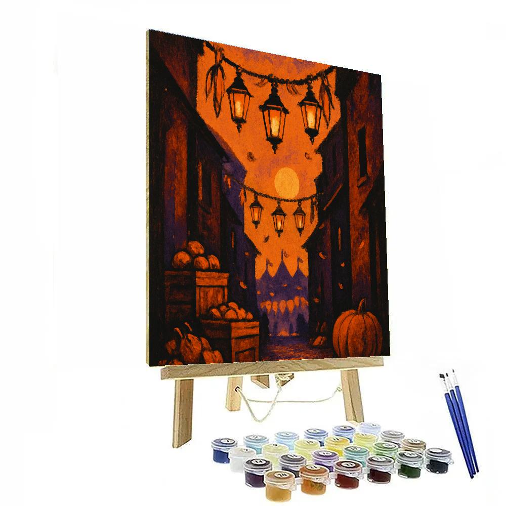 Harvest Alley Of Brass Lanterns Paint by numbers art