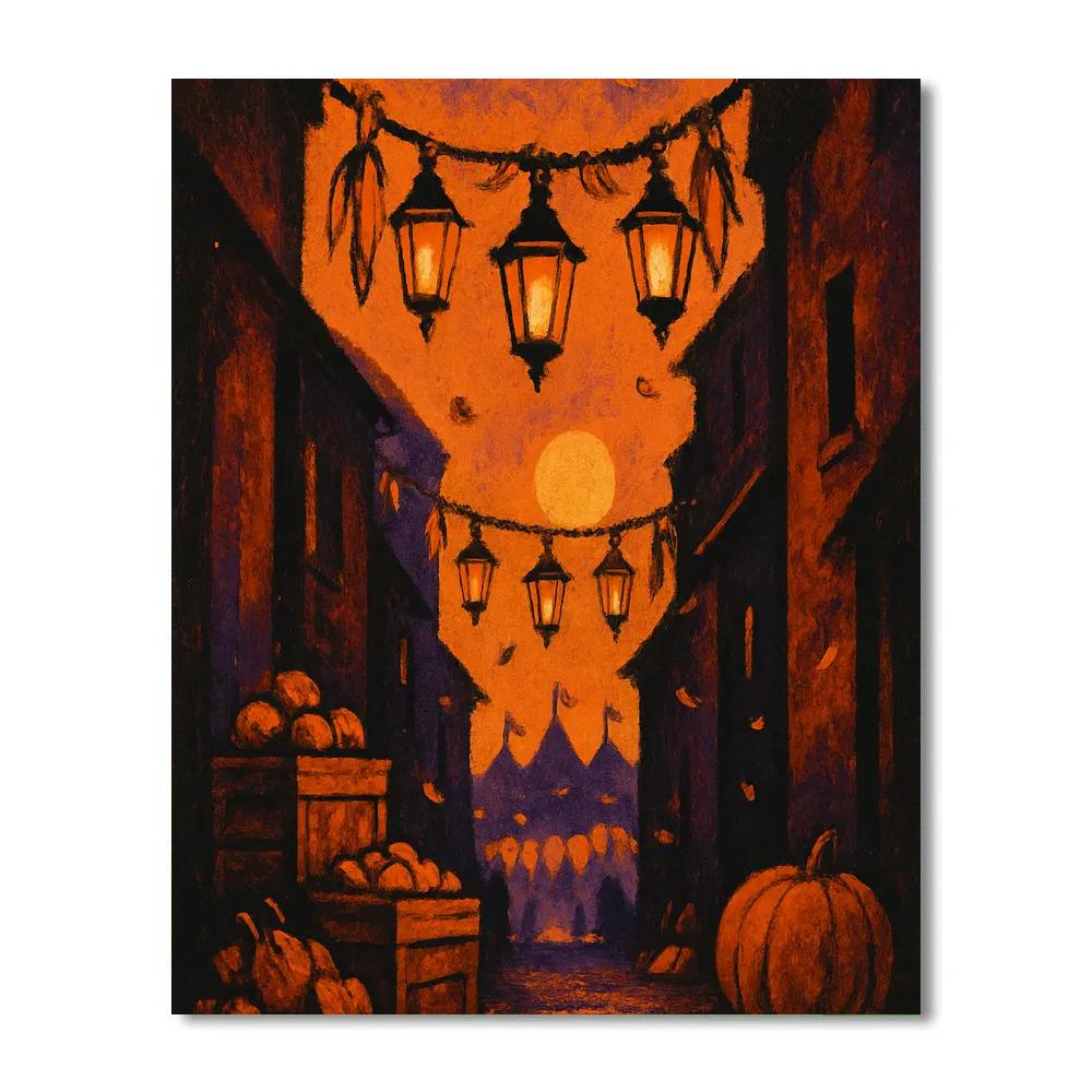 Harvest Alley Of Brass Lanterns Paint by numbers art