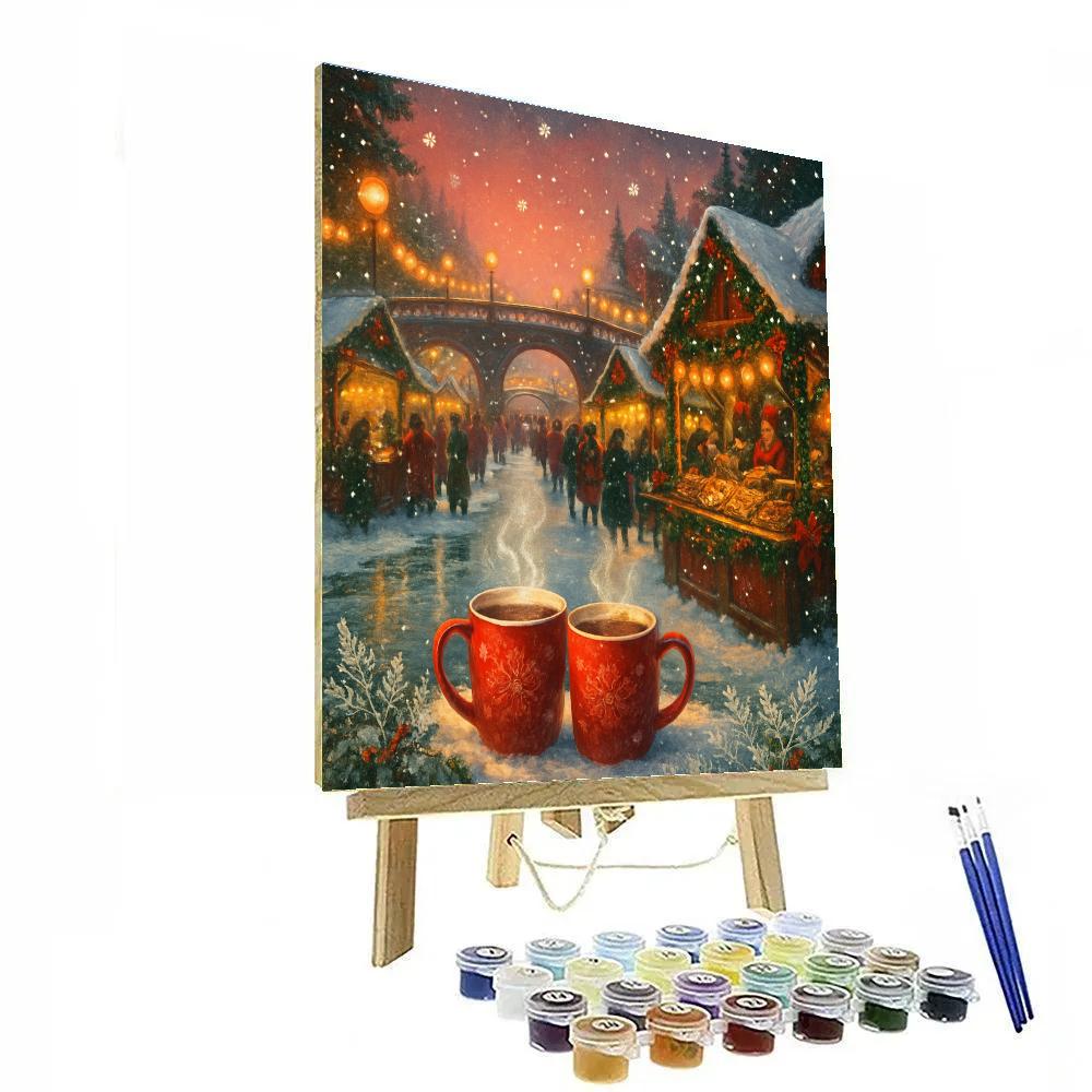 Snow Lantern Bridge Market Painting by numbers kit