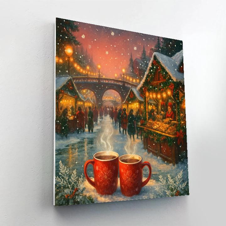 Snow Lantern Bridge Market Painting by numbers kit