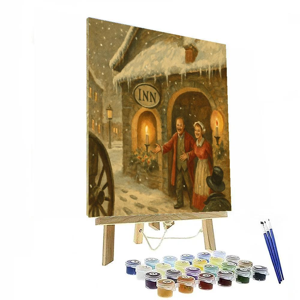 Snowbound Lantern Inn painting number kit