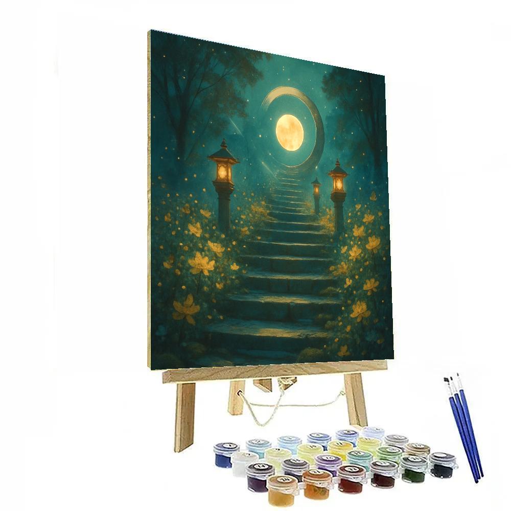 Lantern Steps To The Moon Garden Paint by numbers art