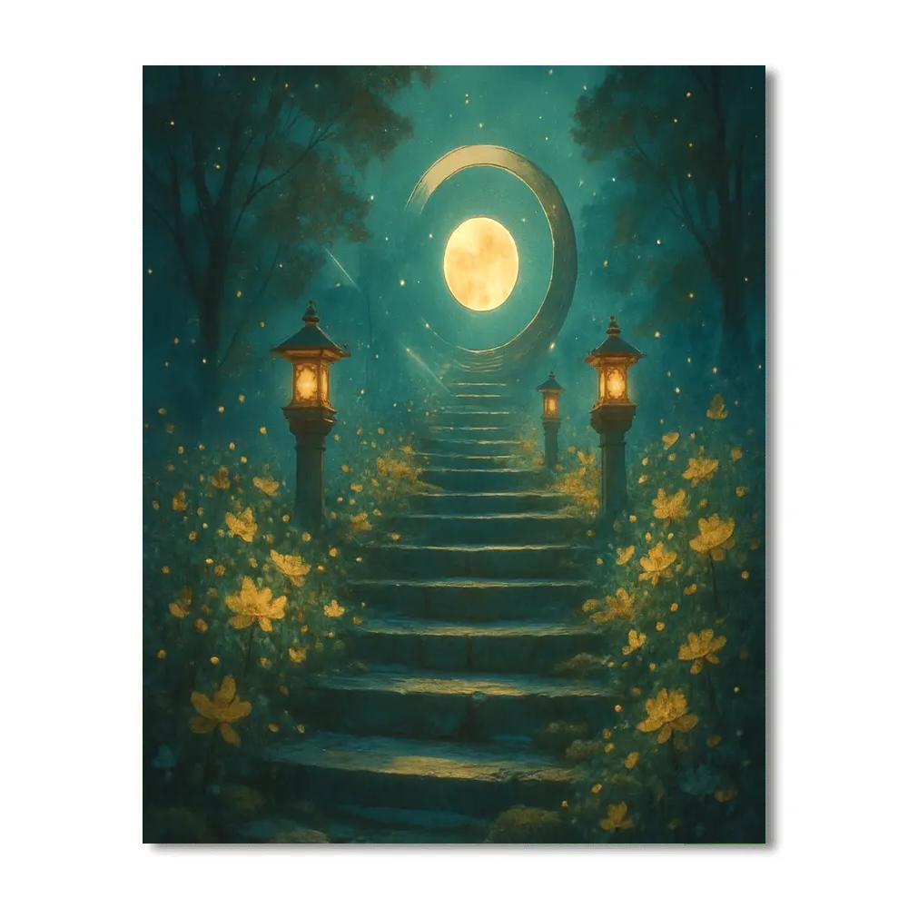 Lantern Steps To The Moon Garden Paint by numbers art