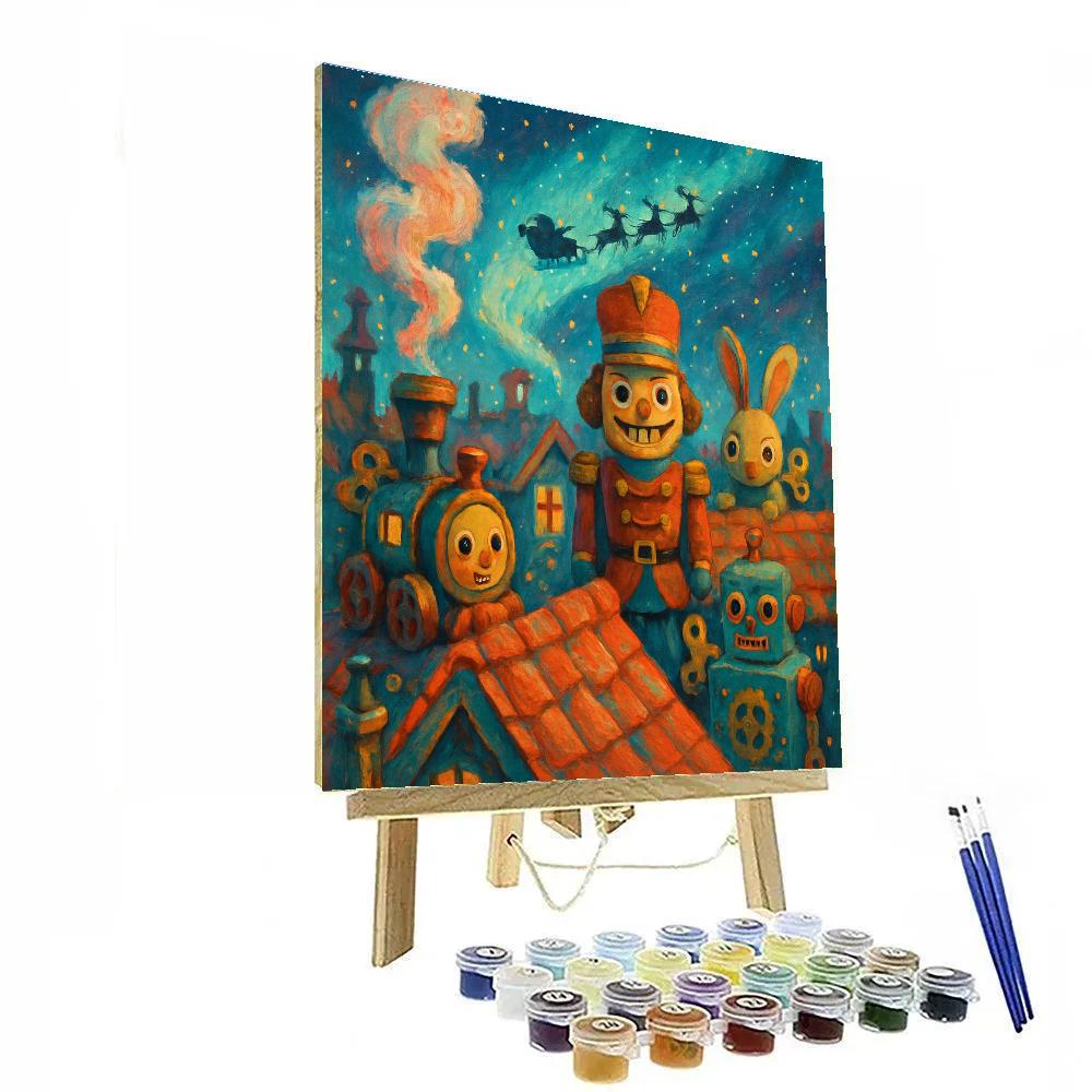 Winter Night Toyshop Roof Paint by numbers kits