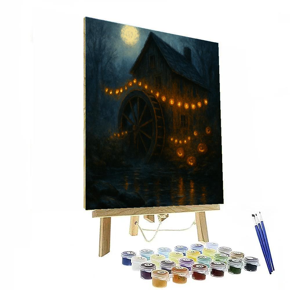 Nightfall At The Lantern Mill paint by numbers