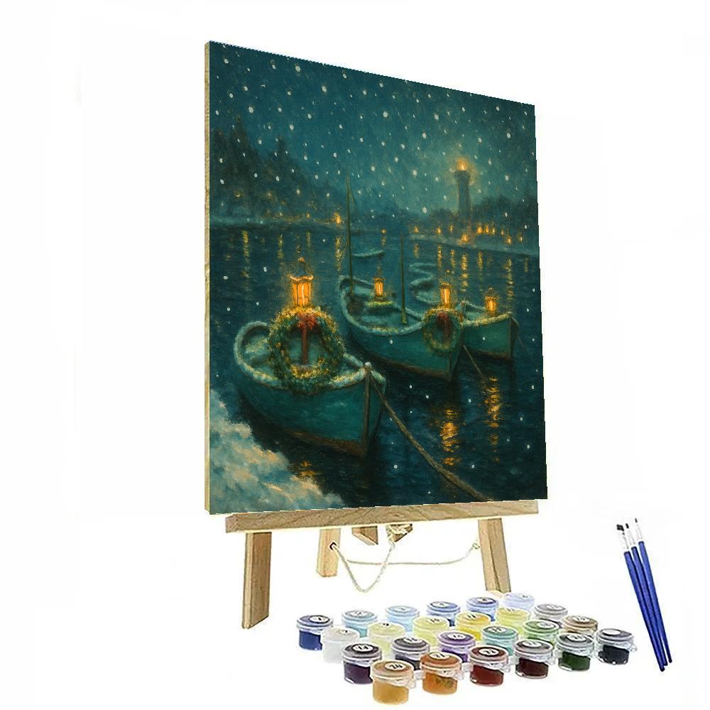 Holiday Harbor Lights DIY paint by numbers