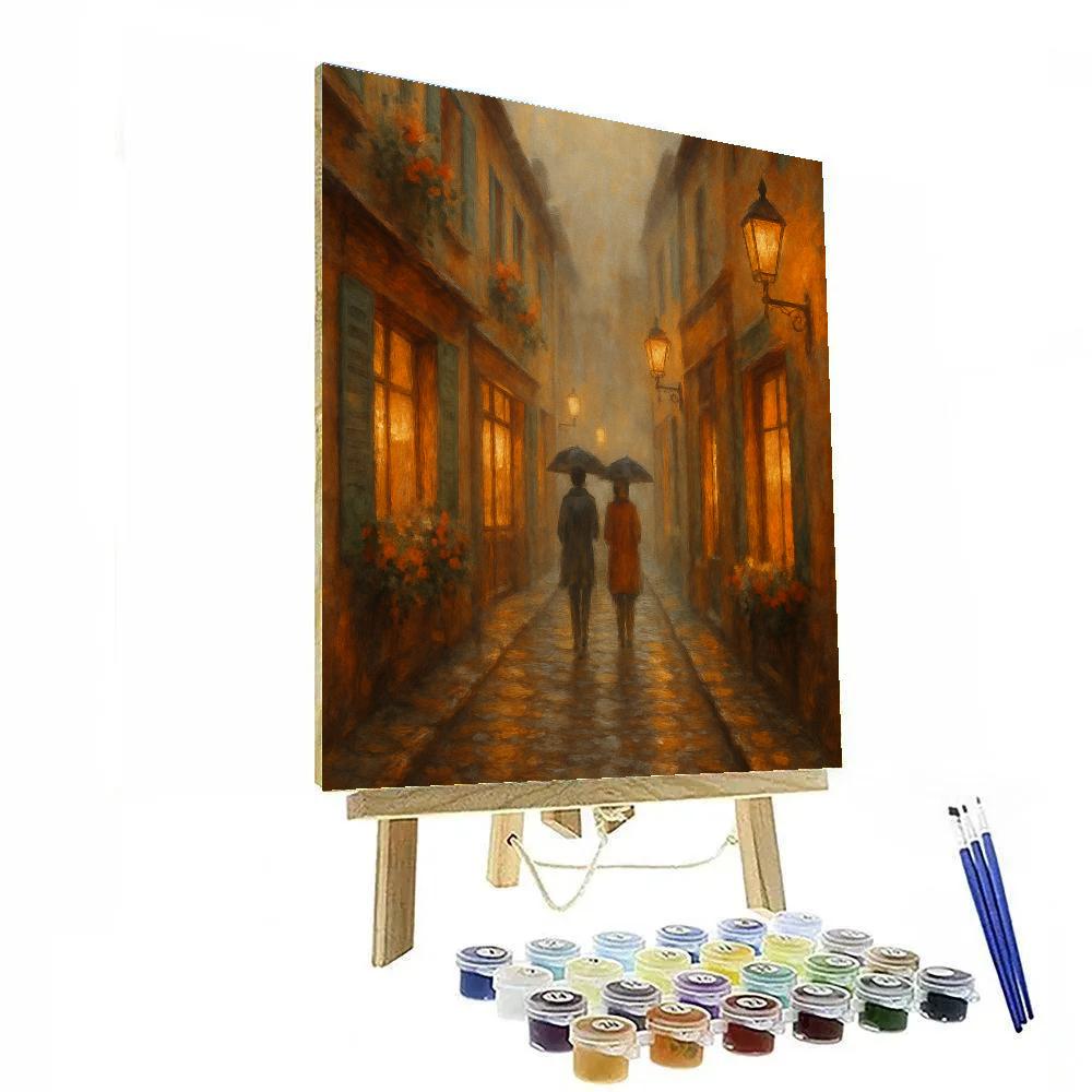Lanterns Over Cobblestone Lane Paint by numbers art