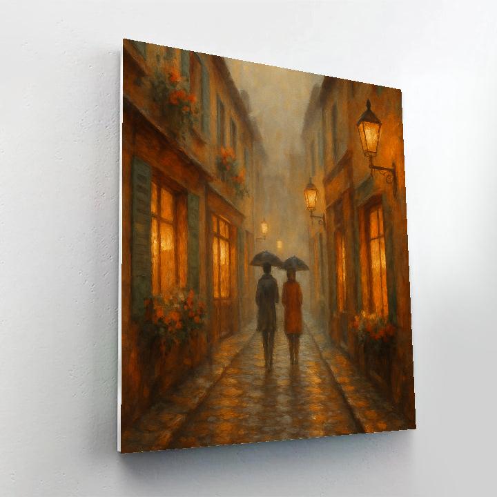 Lanterns Over Cobblestone Lane Paint by numbers art