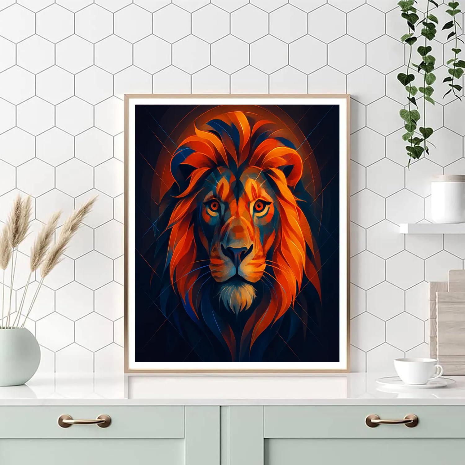 Solar Flare Lion Number painting
