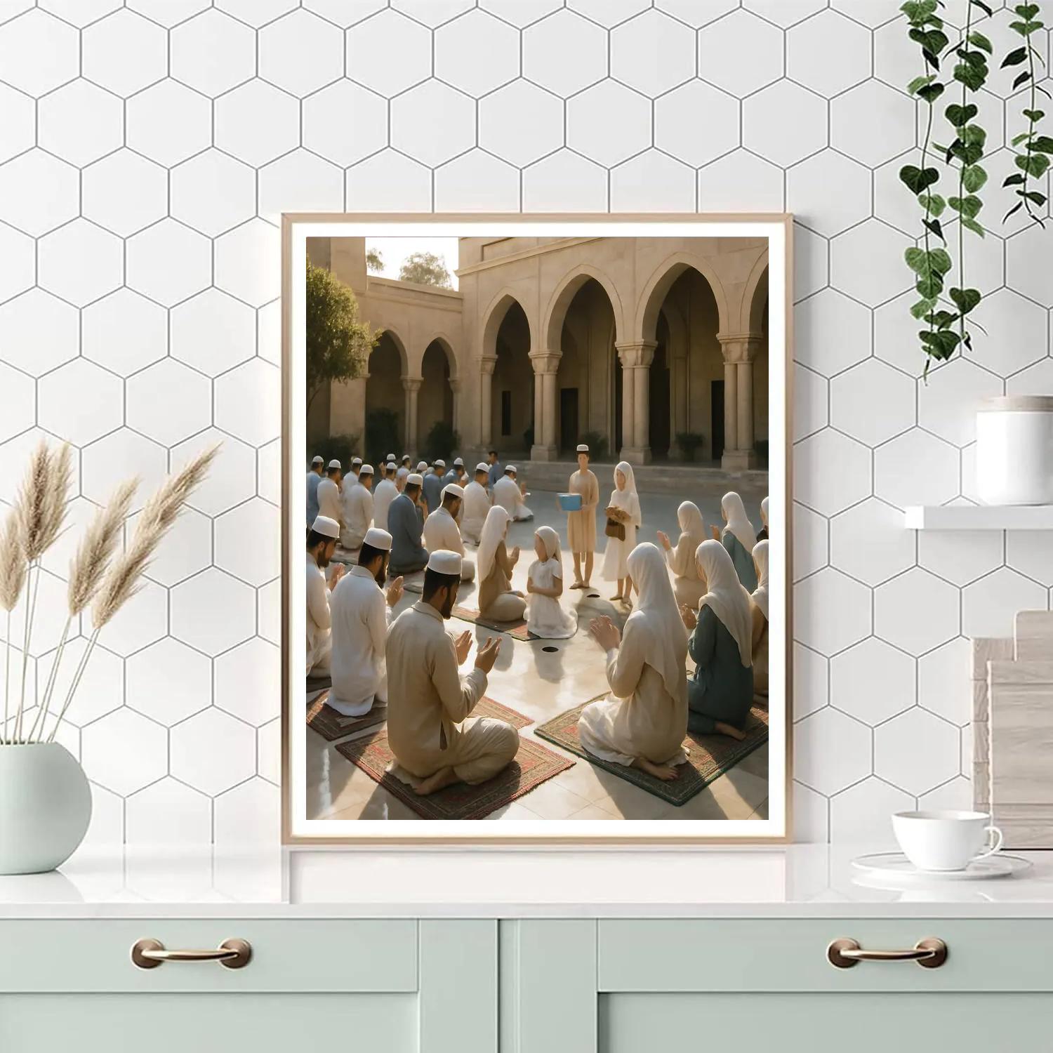 Eid Morning Prayer In Courtyard Paint by numbers art
