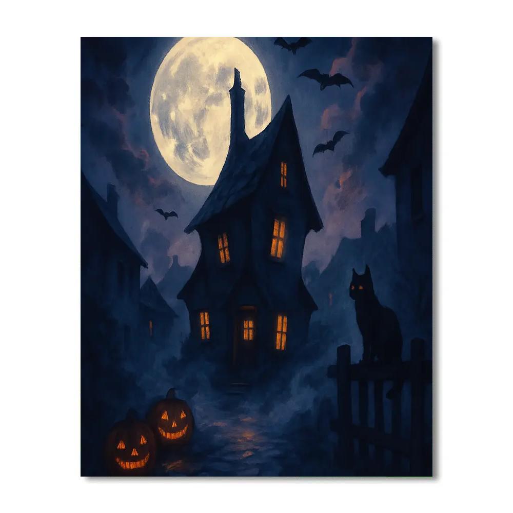 Halloween Moonlit Haunt paint by numbers