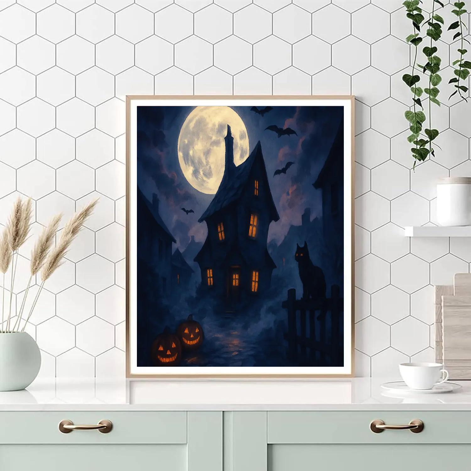 Halloween Moonlit Haunt paint by numbers