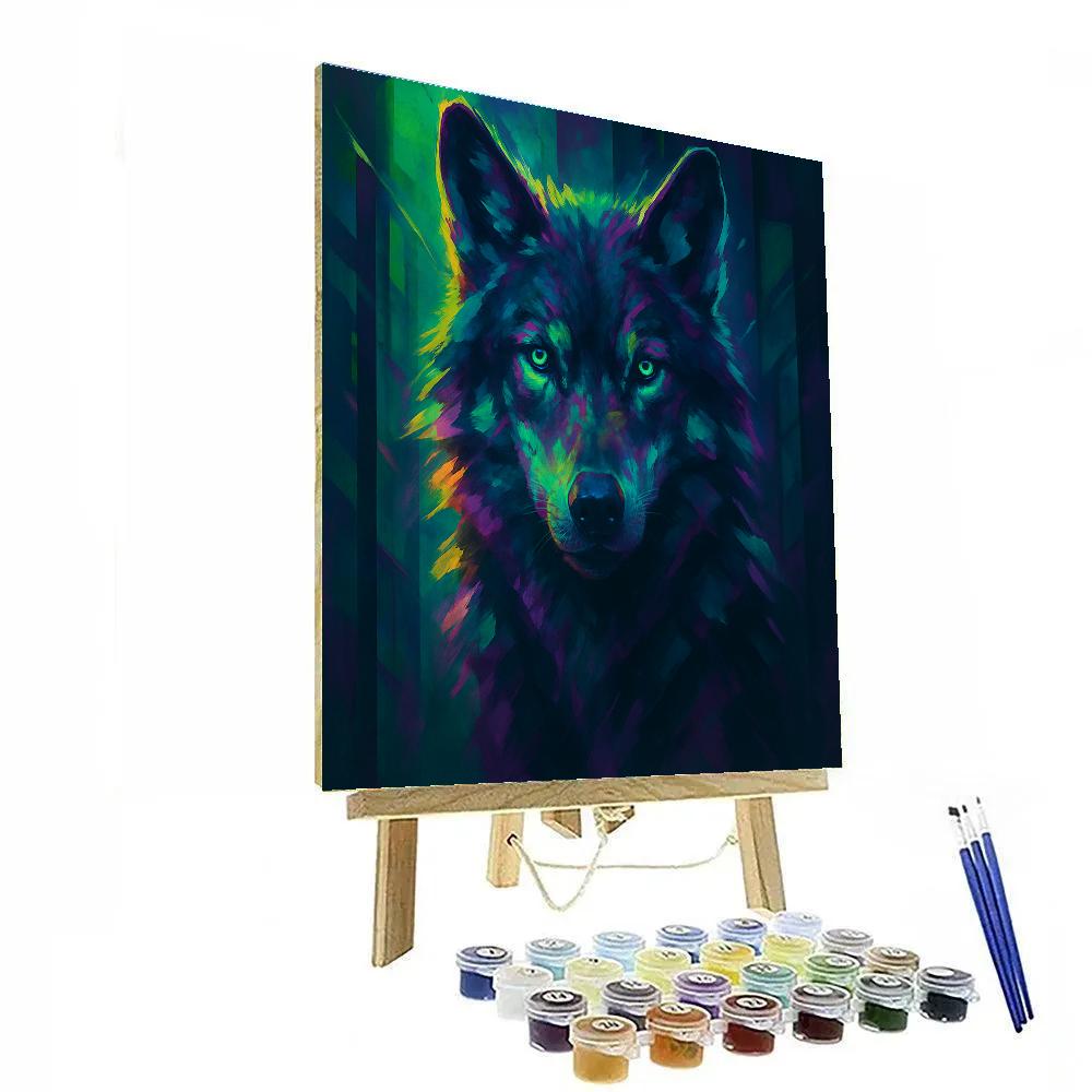 Neon Night Wolf Painting by numbers kit