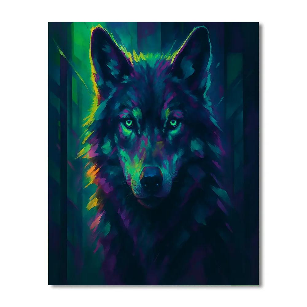 Neon Night Wolf Painting by numbers kit