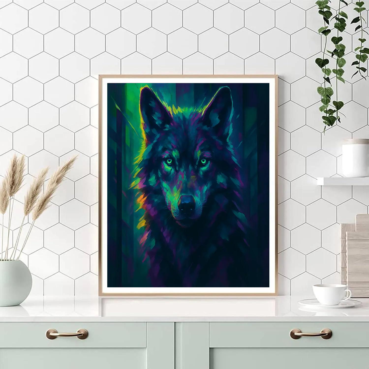 Neon Night Wolf Painting by numbers kit