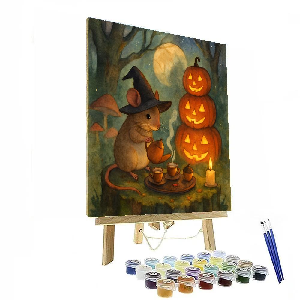 Moonlit Mushroom Tea Party Paint by numbers art