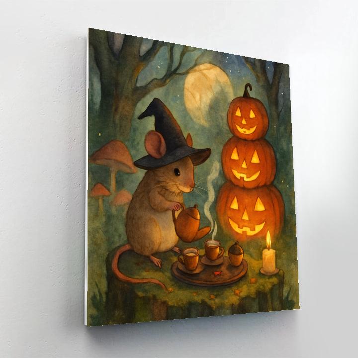 Moonlit Mushroom Tea Party Paint by numbers art