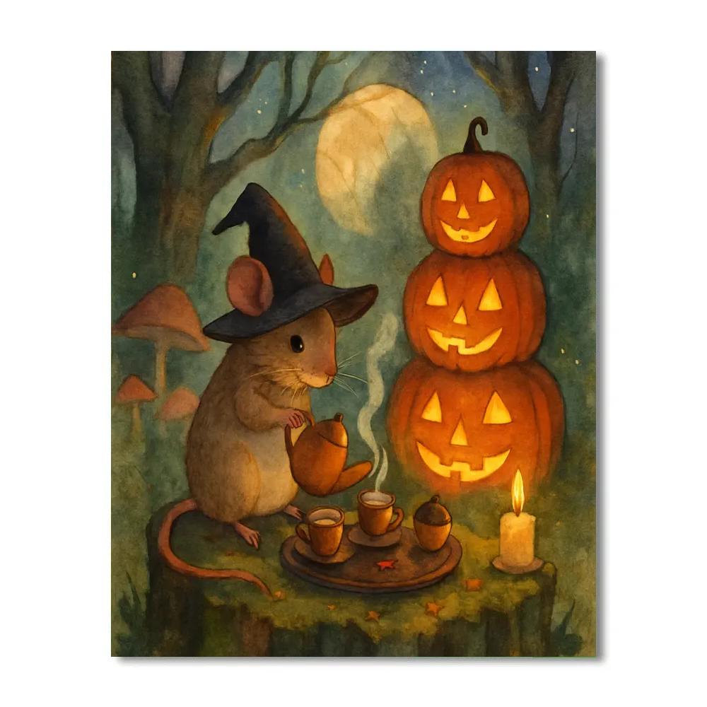 Moonlit Mushroom Tea Party Paint by numbers art