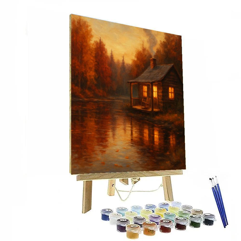 Amber Cabin Reflection paint by numbers