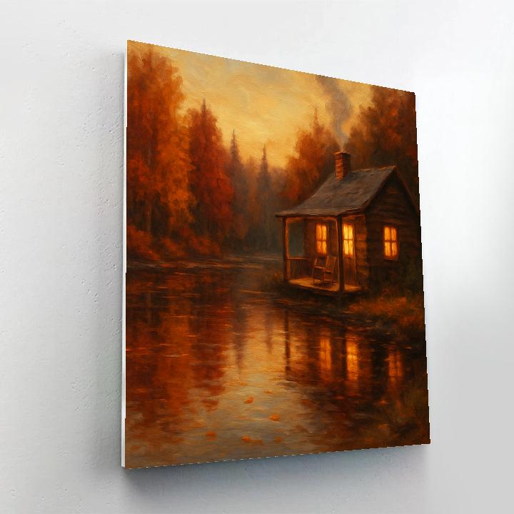 Amber Cabin Reflection paint by numbers