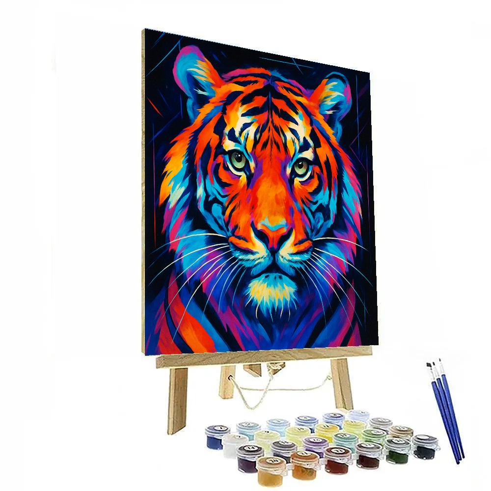 Chromatic Tiger Visage Number painting