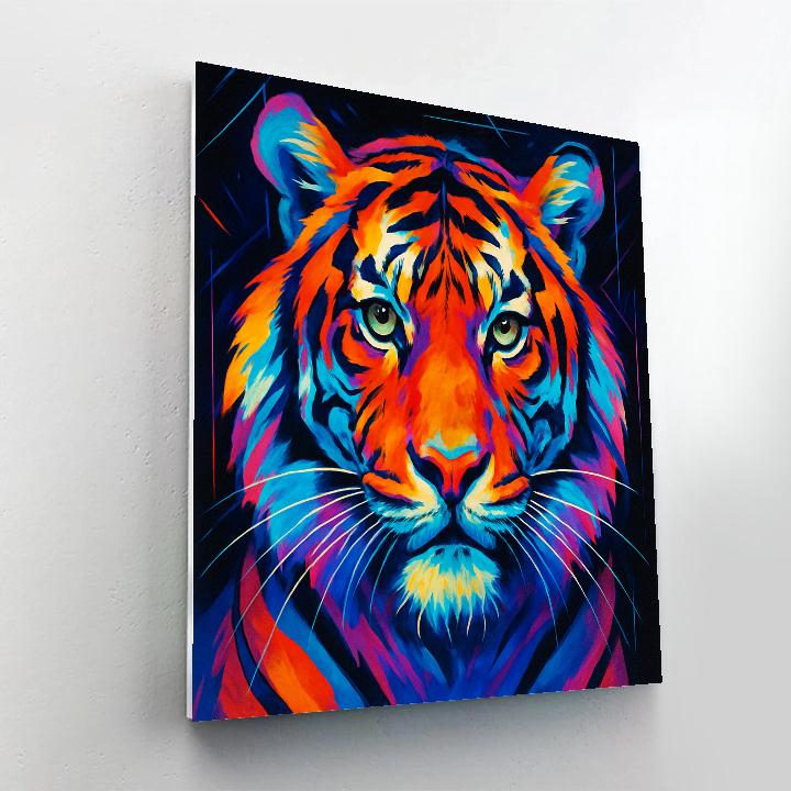 Chromatic Tiger Visage Number painting