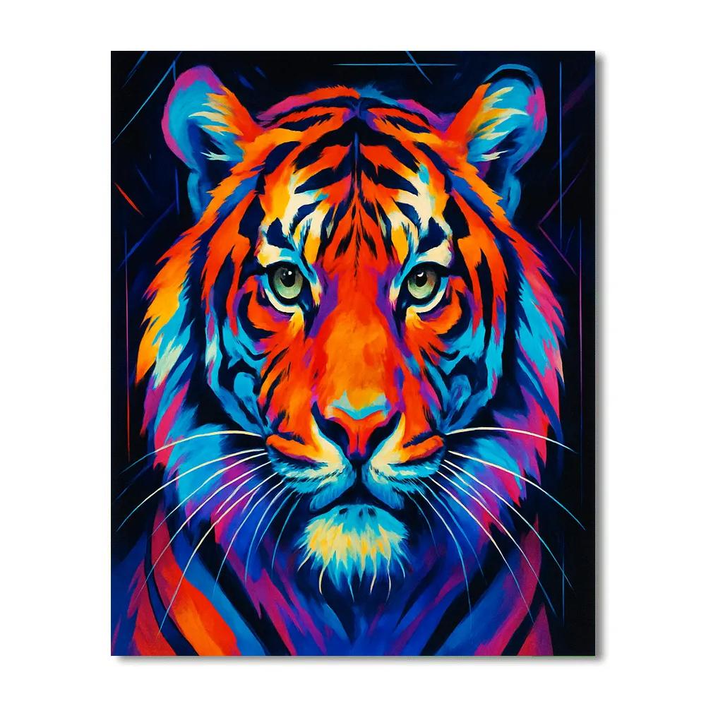 Chromatic Tiger Visage Number painting