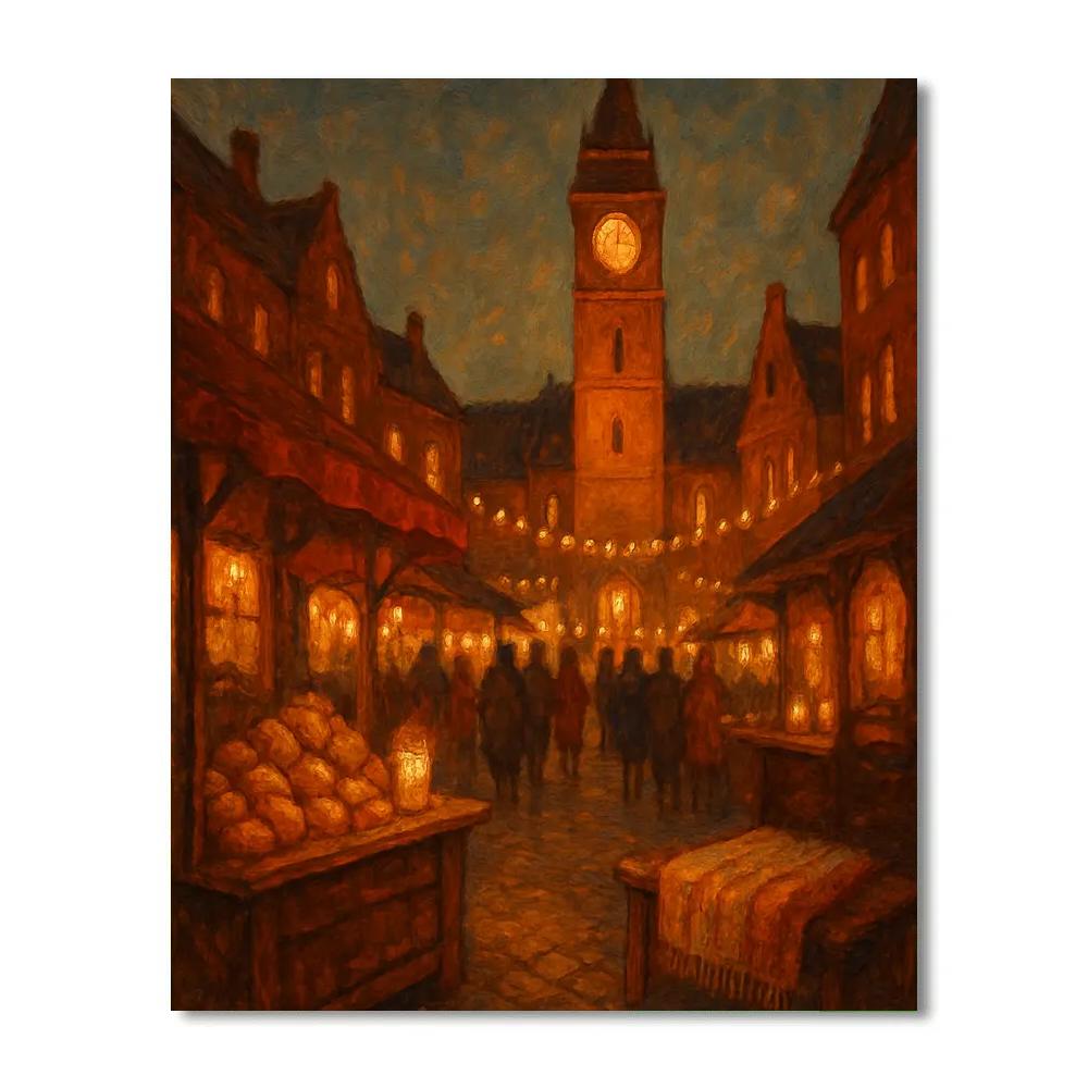 Clocktower Market At Candlelight Numbered painting kits