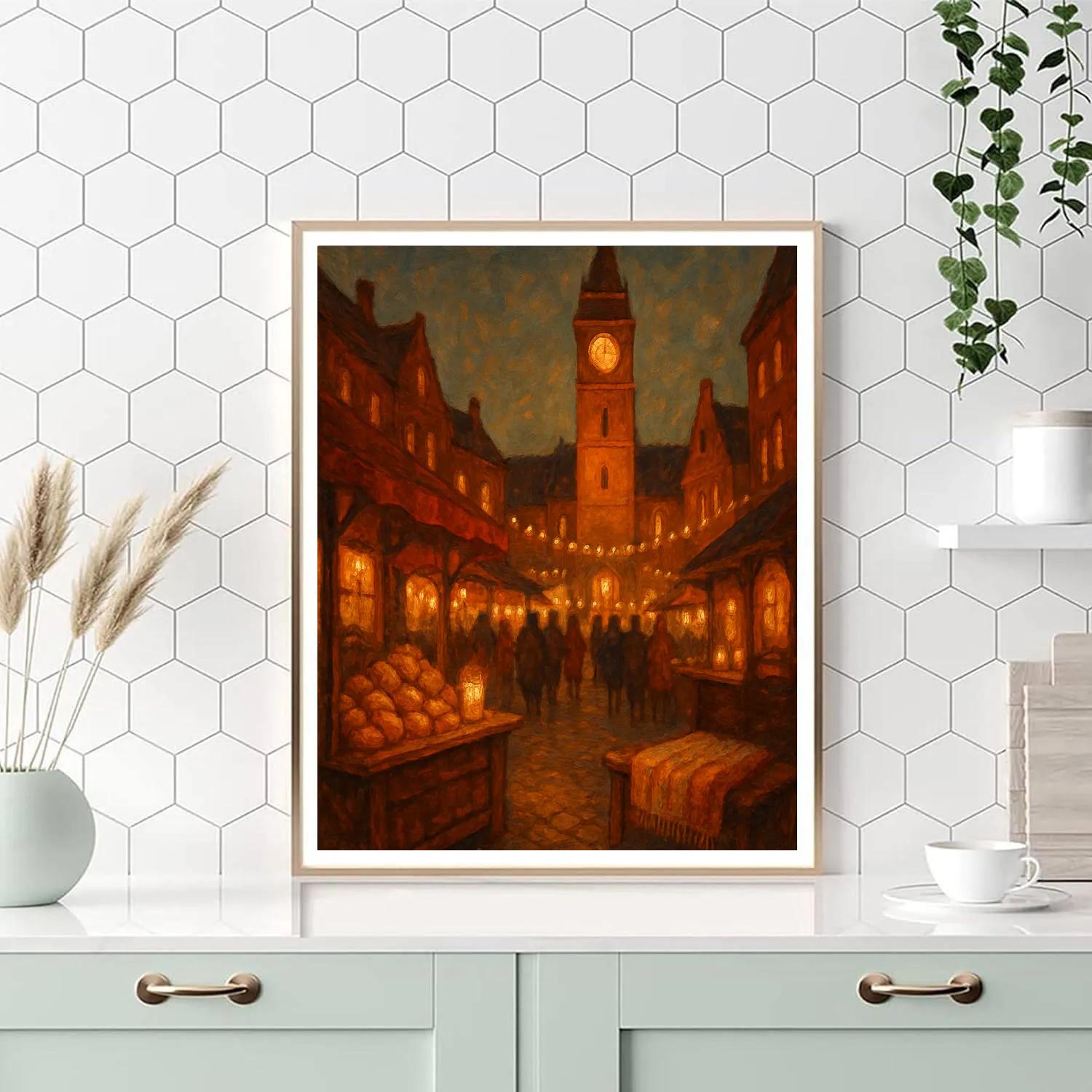 Clocktower Market At Candlelight Numbered painting kits