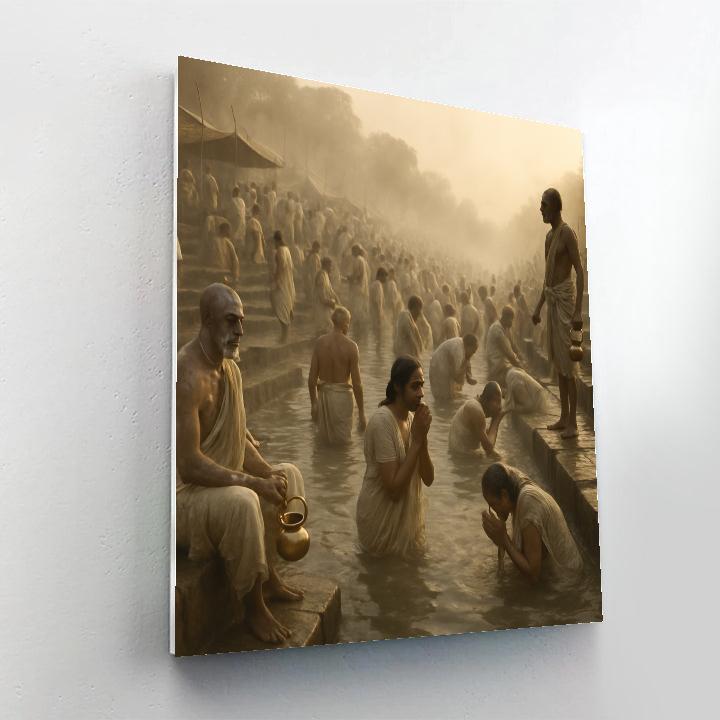 Kumbh Mela Holy Dip At Dawn paint by color