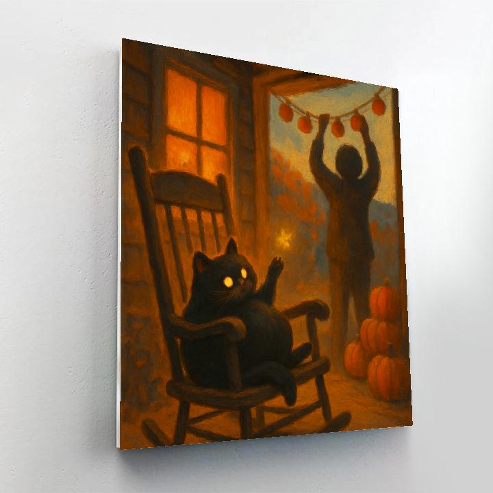 Porch Rocking With Black Cat Paint by numbers art