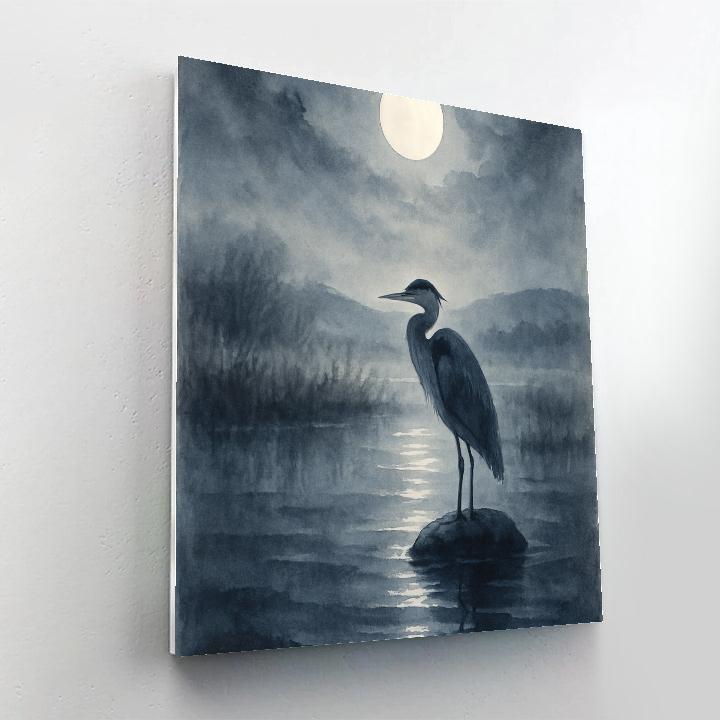 Moonlit Heron Solitude Painting by numbers kit