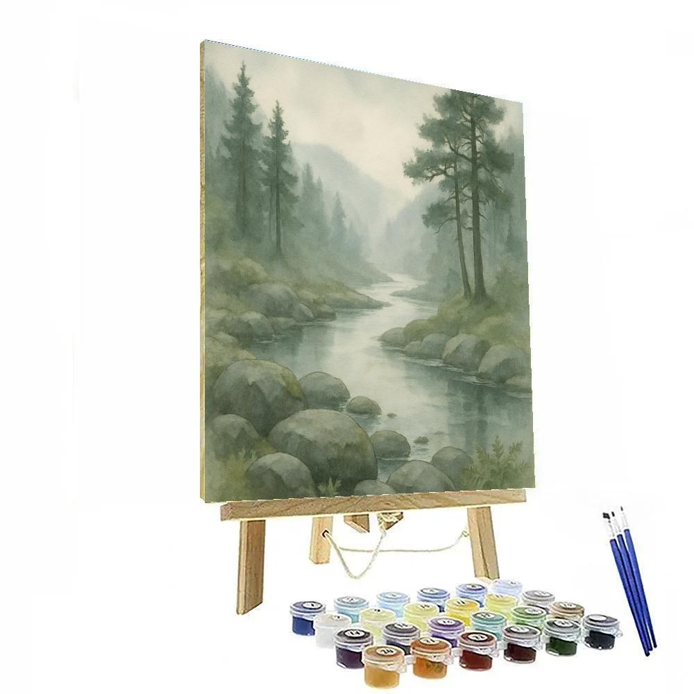 Mist Over Mossy Valley paint by color