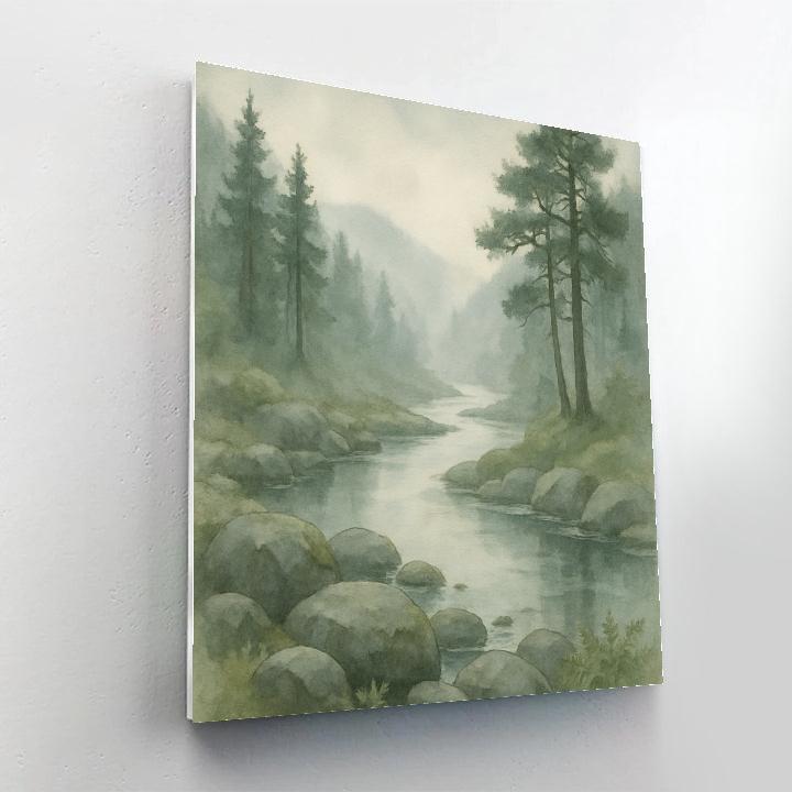 Mist Over Mossy Valley paint by color
