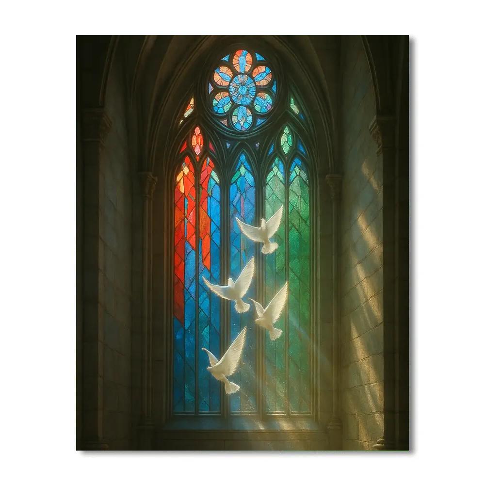 Stained Glass Cathedral Dawn paint by number