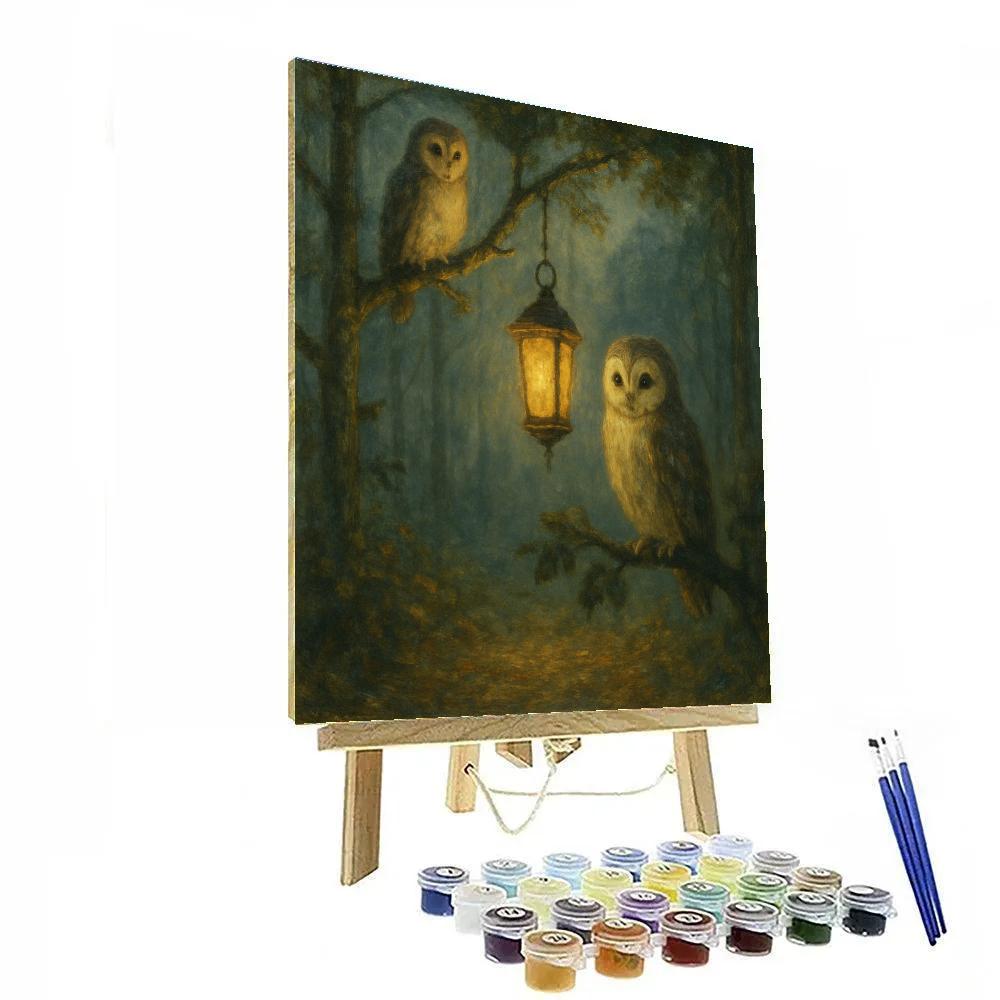 Owls In The Lantern Clearing Paint by numbers kits