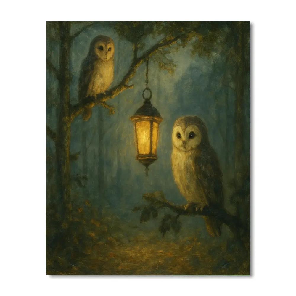 Owls In The Lantern Clearing Paint by numbers kits