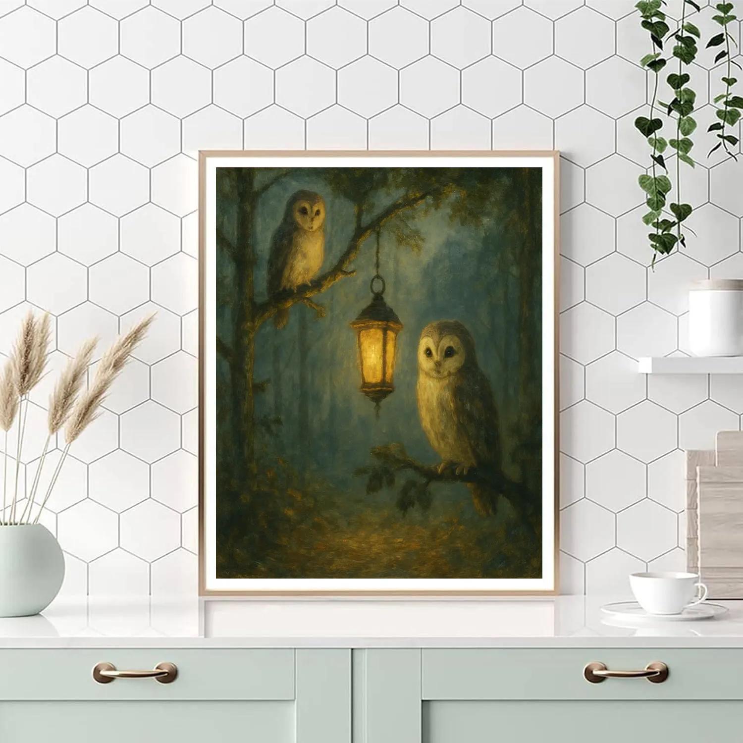 Owls In The Lantern Clearing Paint by numbers kits