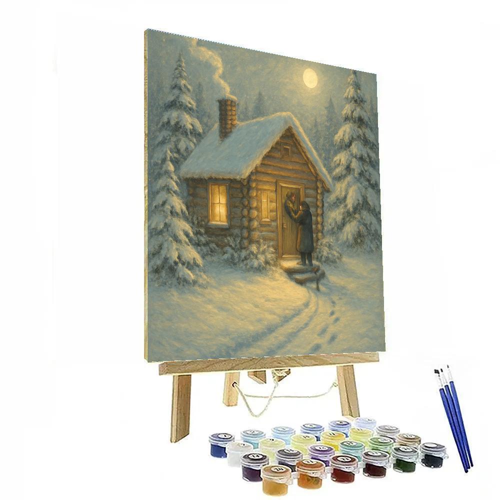 Cozy Cabin Moonrise paint by number