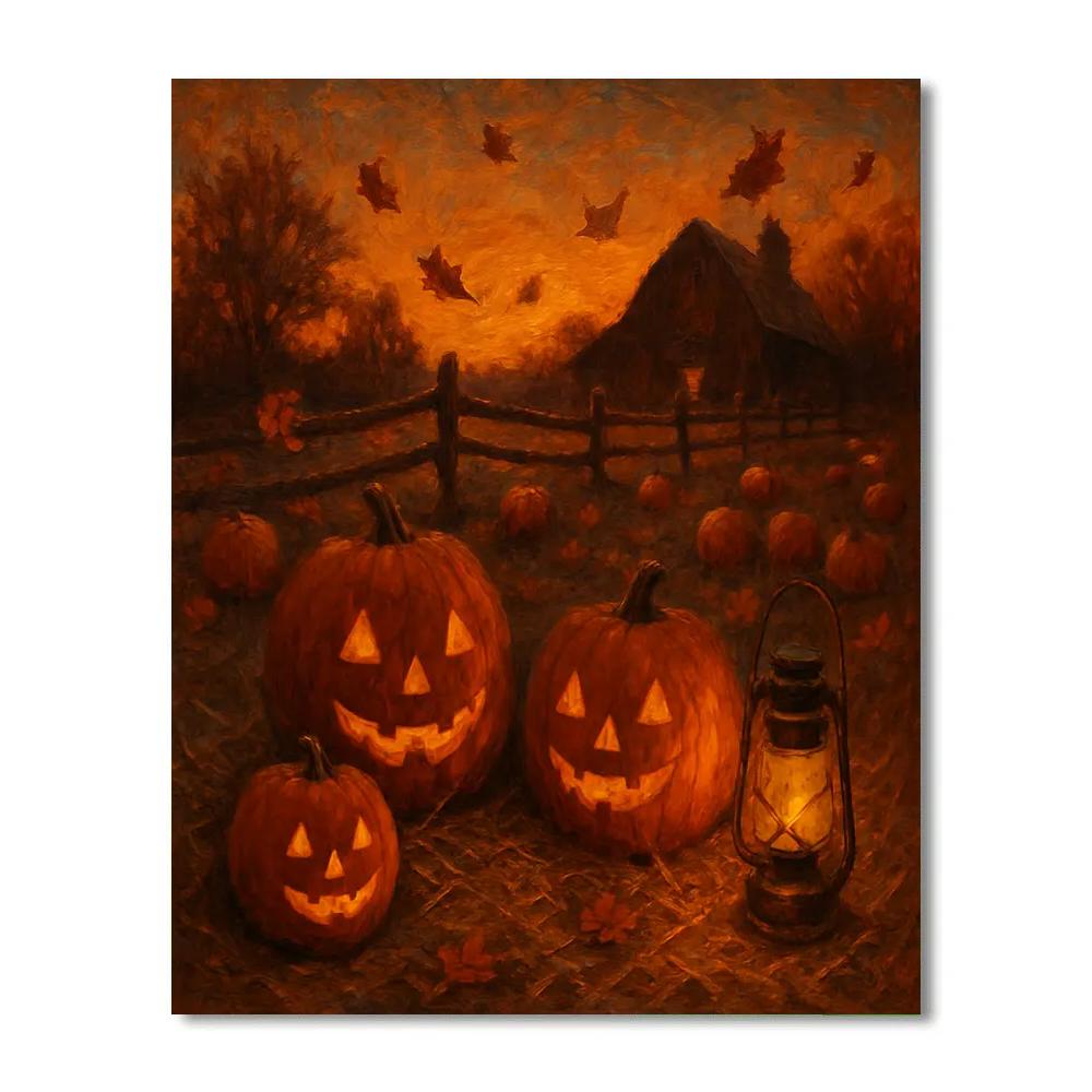 Pumpkin Patch At Dusk DIY paint by numbers